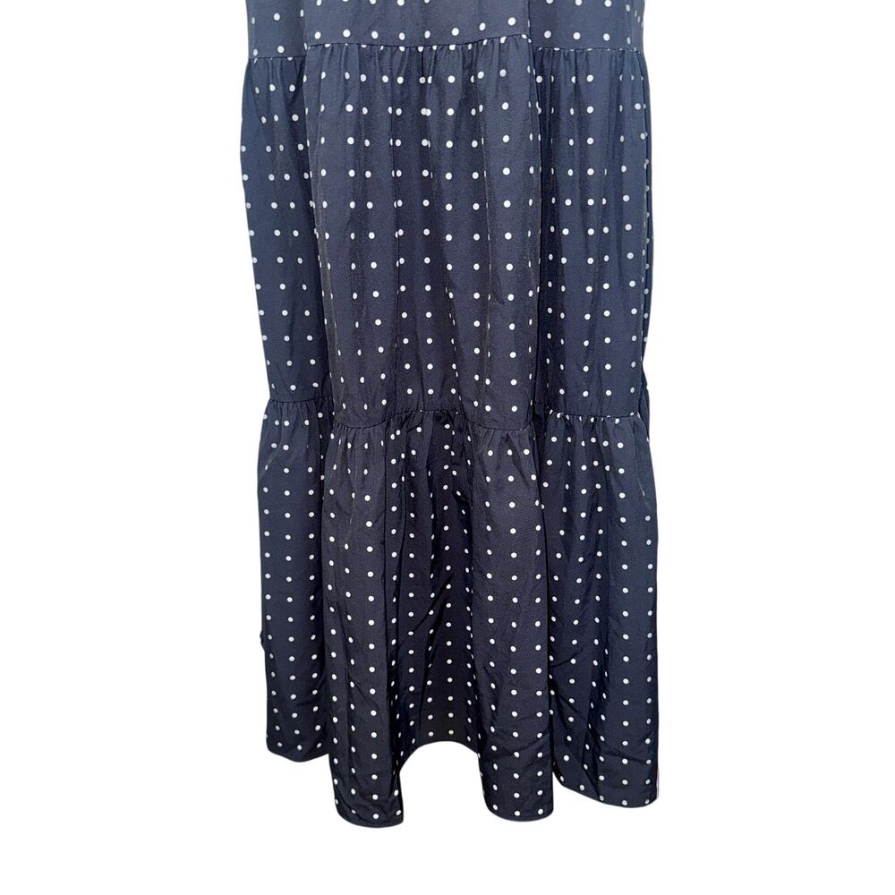 NEW Halara Halter Keyhole Back Polka Dot Flowy Tiered Midi Dress Black Size XL - Picture 5 of 15
